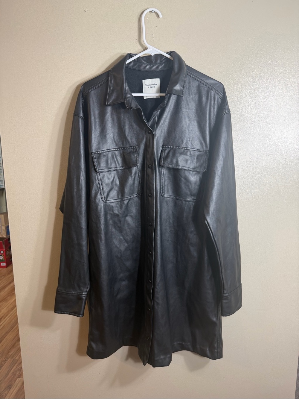 Abercrombie & Fitch Black Faux Leather Trench Shacket/Dress